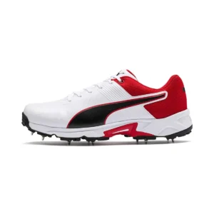 Puma Men White & Red Spike 19.1 Cricket Shoe